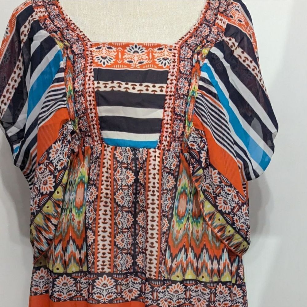 Vintage One World Women Size S Empire Waist Chiffon Summer dress - Picture 3 of 12